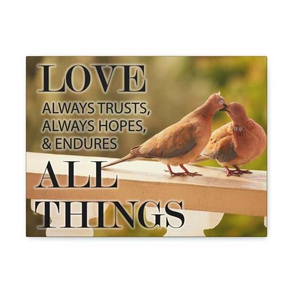 Scripture Sign Doves 1 Corinthians 13:4‭ Bible Verse Canvas Christian Wall Art